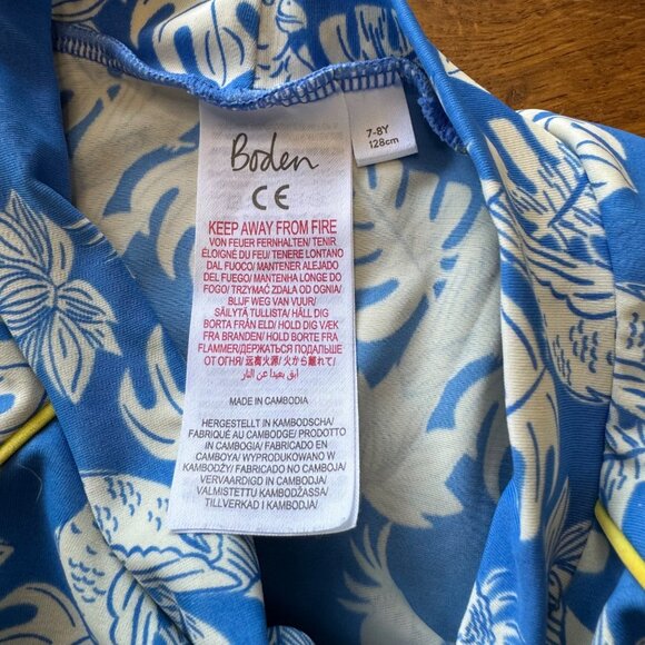 MINI BODEN Tropical Swim RashGuard Top Girls 7-8 128cm Blue Rash Guard Parrots - Picture 6 of 7